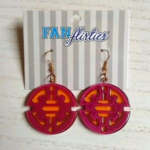 😻 3 For $15 Maroon & Orange Round Lucite Dangles